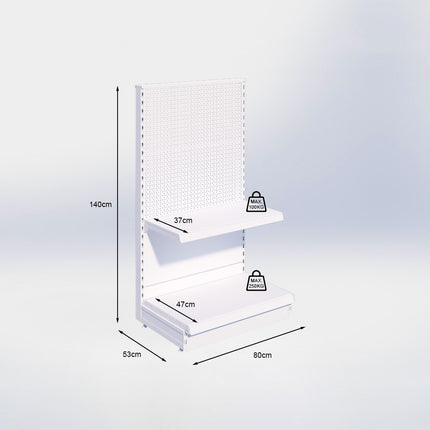 Kopstelling perforatie - H140 x B80 x D47 cm - 2 niveaus - Antraciet