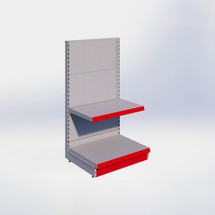 Kopstelling perforatie - H140 x B80 x D57 cm - 2 niveaus - Grijs