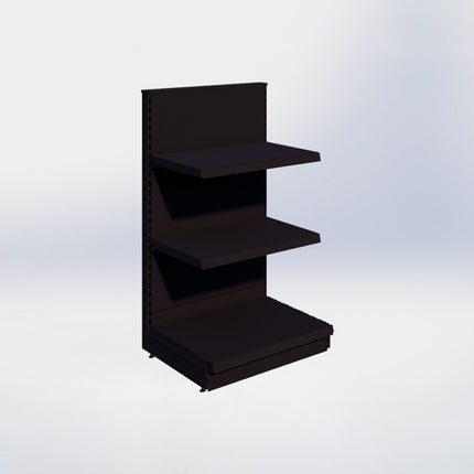 Kopstelling - H140 x B80 x D57 cm - 3 niveaus - Zwart