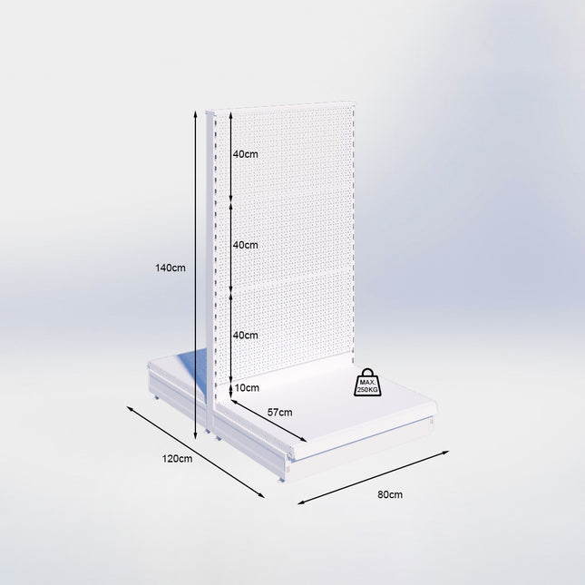 Middenstelling perforatie - H140 x B80 x D57 cm - 1 niveau - Zwart