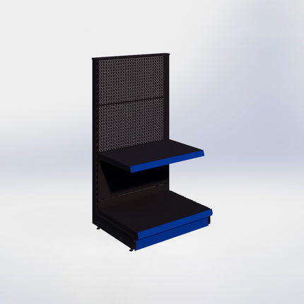 Kopstelling perforatie - H140 x B80 x D57 cm - 2 niveaus - Zwart