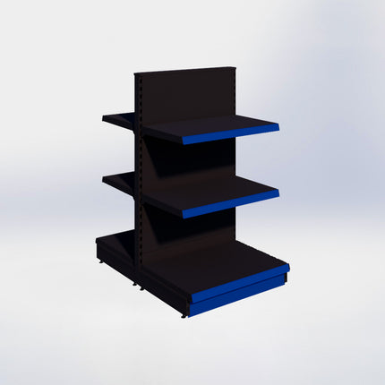 Middenstelling - H140 x B80 x D57 cm - 3 niveaus - Zwart