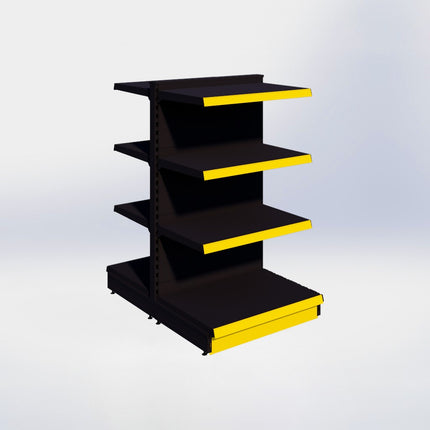 Middenstelling - H140 x B80 x D57 cm - 4 niveaus - Zwart