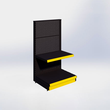 Kopstelling perforatie - H140 x B80 x D57 cm - 2 niveaus - Zwart