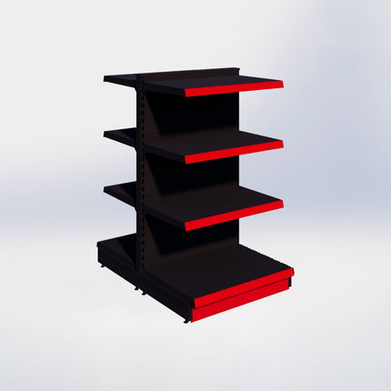 Middenstelling - H140 x B80 x D57 cm - 4 niveaus - Zwart