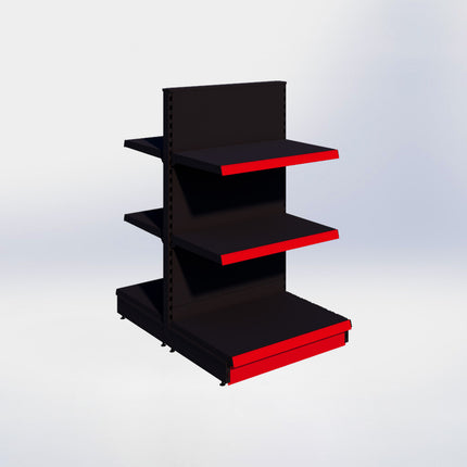 Middenstelling - H140 x B80 x D57 cm - 3 niveaus - Zwart