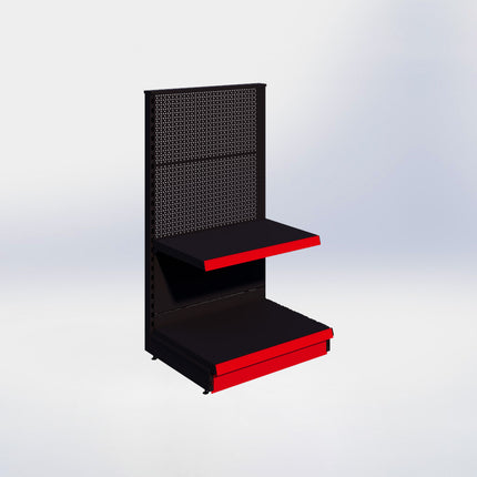 Kopstelling perforatie - H140 x B80 x D57 cm - 2 niveaus - Zwart