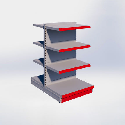 Middenstelling - H140 x B80 x D57 cm - 4 niveaus - Grijs