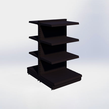 Middenstelling - H140 x B80 x D57 cm - 4 niveaus - Zwart