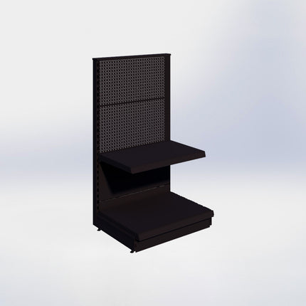 Kopstelling perforatie - H140 x B80 x D57 cm - 2 niveaus - Zwart