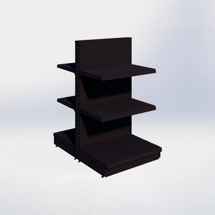 Middenstelling - H140 x B80 x D57 cm - 3 niveaus - Zwart