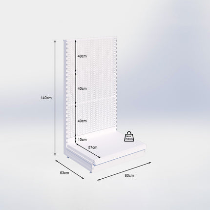 Kopstelling perforatie - H140 x B80 x D57 cm - 1 niveau - Grijs