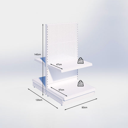 Middenstelling perforatie - H140 x B80 x D57 cm - 2 niveaus - Zwart