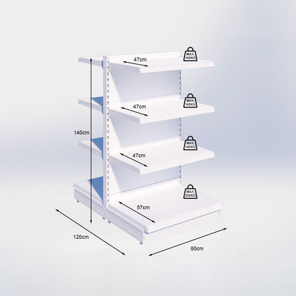 Middenstelling - H140 x B80 x D57 cm - 4 niveaus - Antraciet