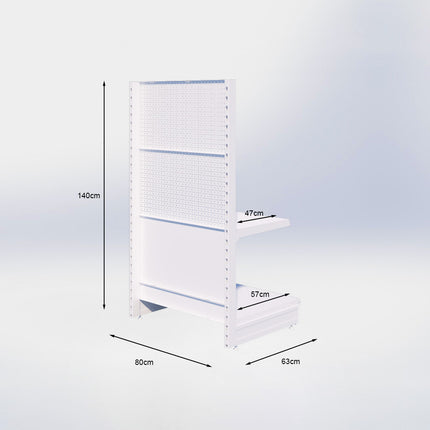 Kopstelling perforatie - H140 x B80 x D57 cm - 2 niveaus - Grijs