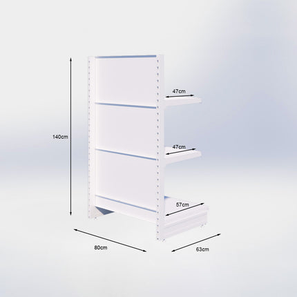 Kopstelling - H140 x B80 x D57 cm - 3 niveaus - Grijs