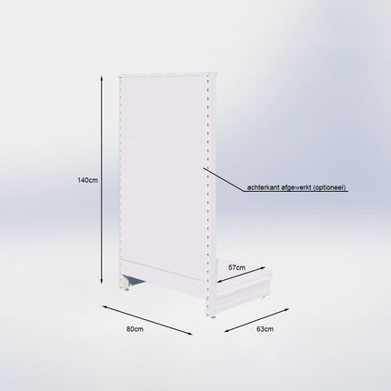 Kopstelling perforatie - H140 x B80 x D57 cm - 1 niveau - Grijs