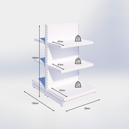 Middenstelling - H140 x B80 x D57 cm - 3 niveaus - Antraciet