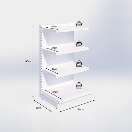 Kopstelling - H140 x B80 x D57 cm - 4 niveaus - Zwart