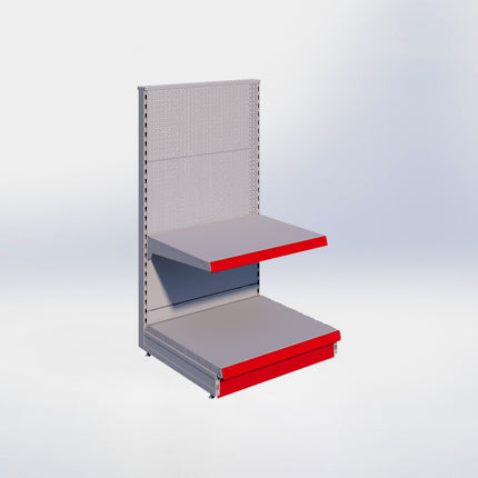 Kopstelling perforatie - H140 x B80 x D67 cm - 2 niveaus - Grijs