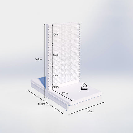 Middenstelling perforatie - H140 x B80 x D67 cm - 1 niveau - Zwart