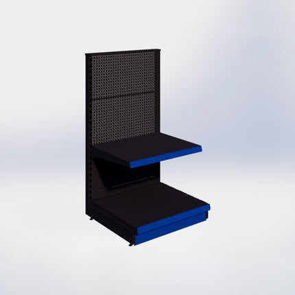 Kopstelling perforatie - H140 x B80 x D67 cm - 2 niveaus - Zwart