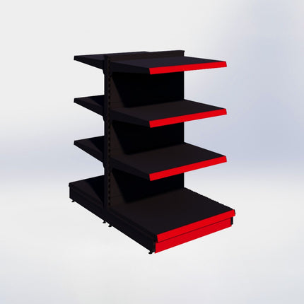Middenstelling - H140 x B80 x D67 cm - 4 niveaus - Zwart