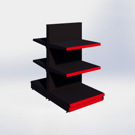 Middenstelling - H140 x B80 x D67 cm - 3 niveaus - Zwart