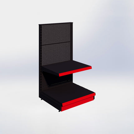 Kopstelling perforatie - H140 x B80 x D67 cm - 2 niveaus - Zwart