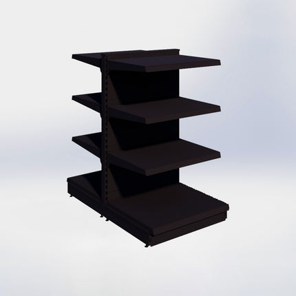 Middenstelling - H140 x B80 x D67 cm - 4 niveaus - Zwart