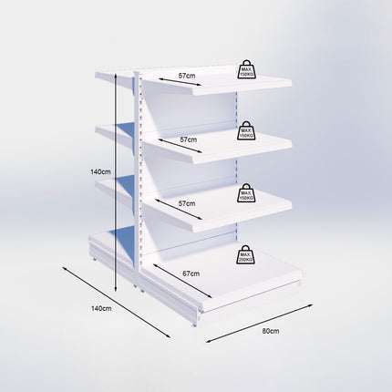 Middenstelling - H140 x B80 x D67 cm - 4 niveaus - Antraciet
