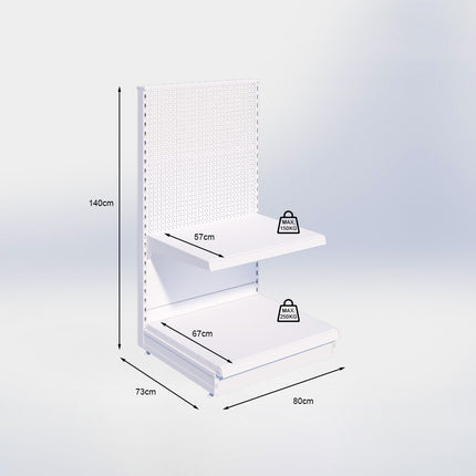 Kopstelling perforatie - H140 x B80 x D67 cm - 2 niveaus - Antraciet