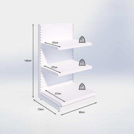 Kopstelling - H140 x B80 x D67 cm - 3 niveaus - Antraciet