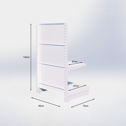 Kopstelling perforatie - H140 x B80 x D67 cm - 2 niveaus - Antraciet