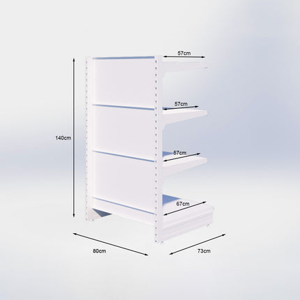 Kopstelling - H140 x B80 x D67 cm - 4 niveaus - Zwart