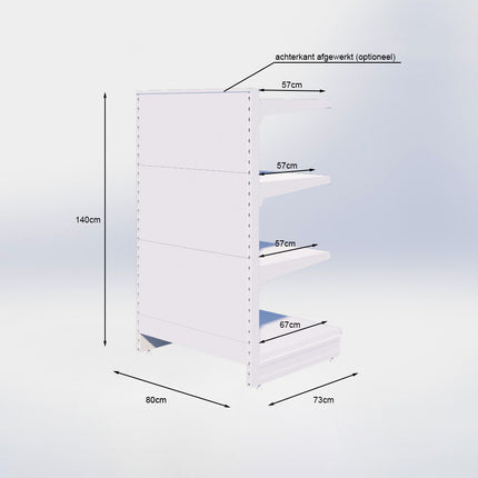 Kopstelling - H140 x B80 x D67 cm - 4 niveaus - Zwart