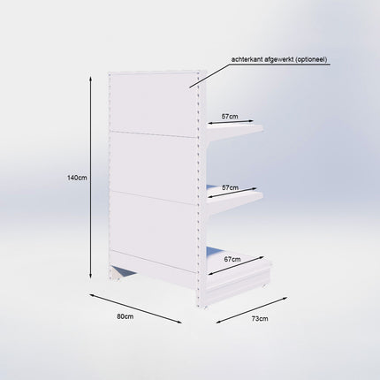 Kopstelling - H140 x B80 x D67 cm - 3 niveaus - Antraciet