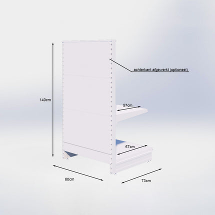 Kopstelling perforatie - H140 x B80 x D67 cm - 2 niveaus - Antraciet