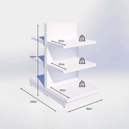 Middenstelling - H140 x B80 x D67 cm - 3 niveaus - Zwart