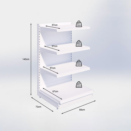 Kopstelling - H140 x B80 x D67 cm - 4 niveaus - Zwart