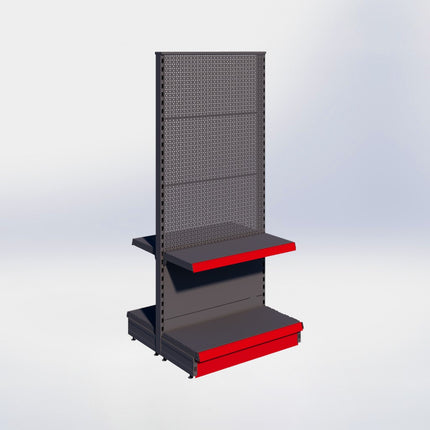 Middenstelling perforatie - H180 x B80 x D37 cm - 2 niveaus - Antraciet