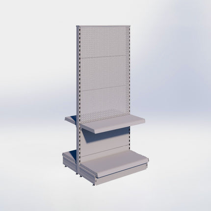 Middenstelling perforatie - H180 x B80 x D37 cm - 2 niveaus - Grijs