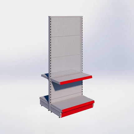 Middenstelling perforatie - H180 x B80 x D37 cm - 2 niveaus - Grijs