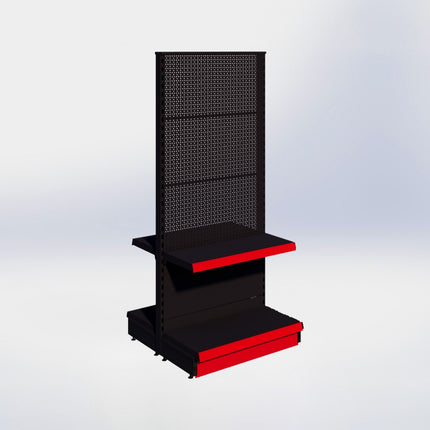 Middenstelling perforatie - H180 x B80 x D37 cm - 2 niveaus - Zwart