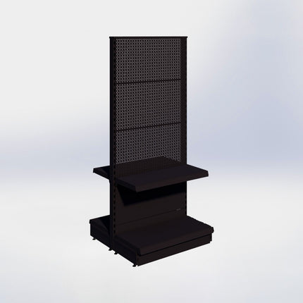 Middenstelling perforatie - H180 x B80 x D37 cm - 2 niveaus - Zwart