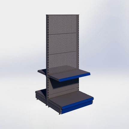 Middenstelling perforatie - H180 x B80 x D47 cm - 2 niveaus - Antraciet