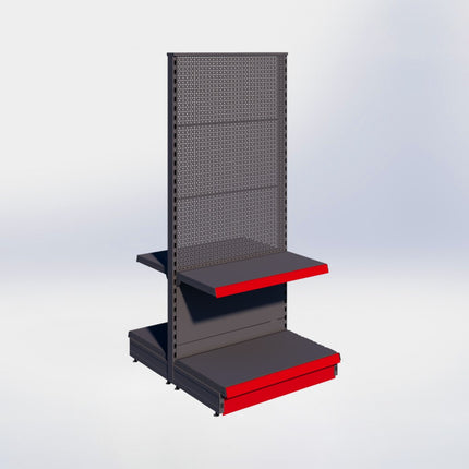 Middenstelling perforatie - H180 x B80 x D47 cm - 2 niveaus - Antraciet