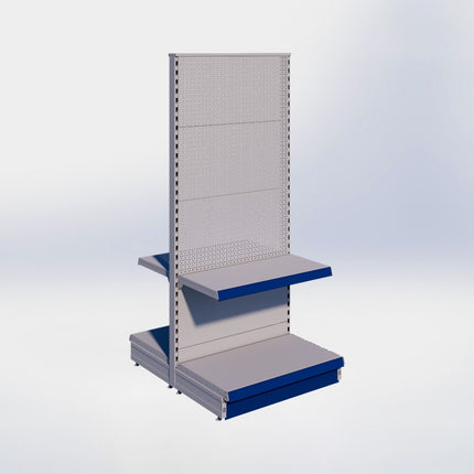 Middenstelling perforatie - H180 x B80 x D47 cm - 2 niveaus - Grijs