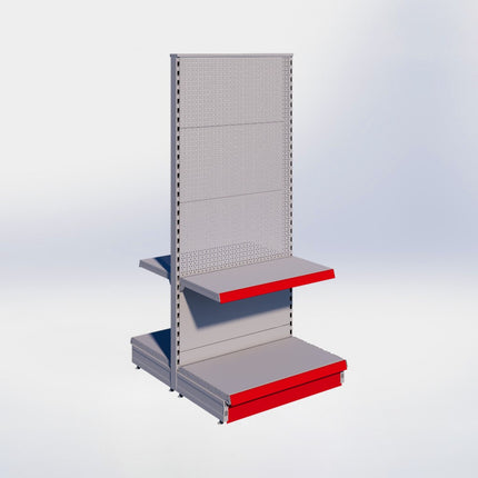Middenstelling perforatie - H180 x B80 x D47 cm - 2 niveaus - Grijs