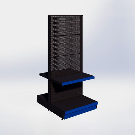 Middenstelling perforatie - H180 x B80 x D47 cm - 2 niveaus - Zwart